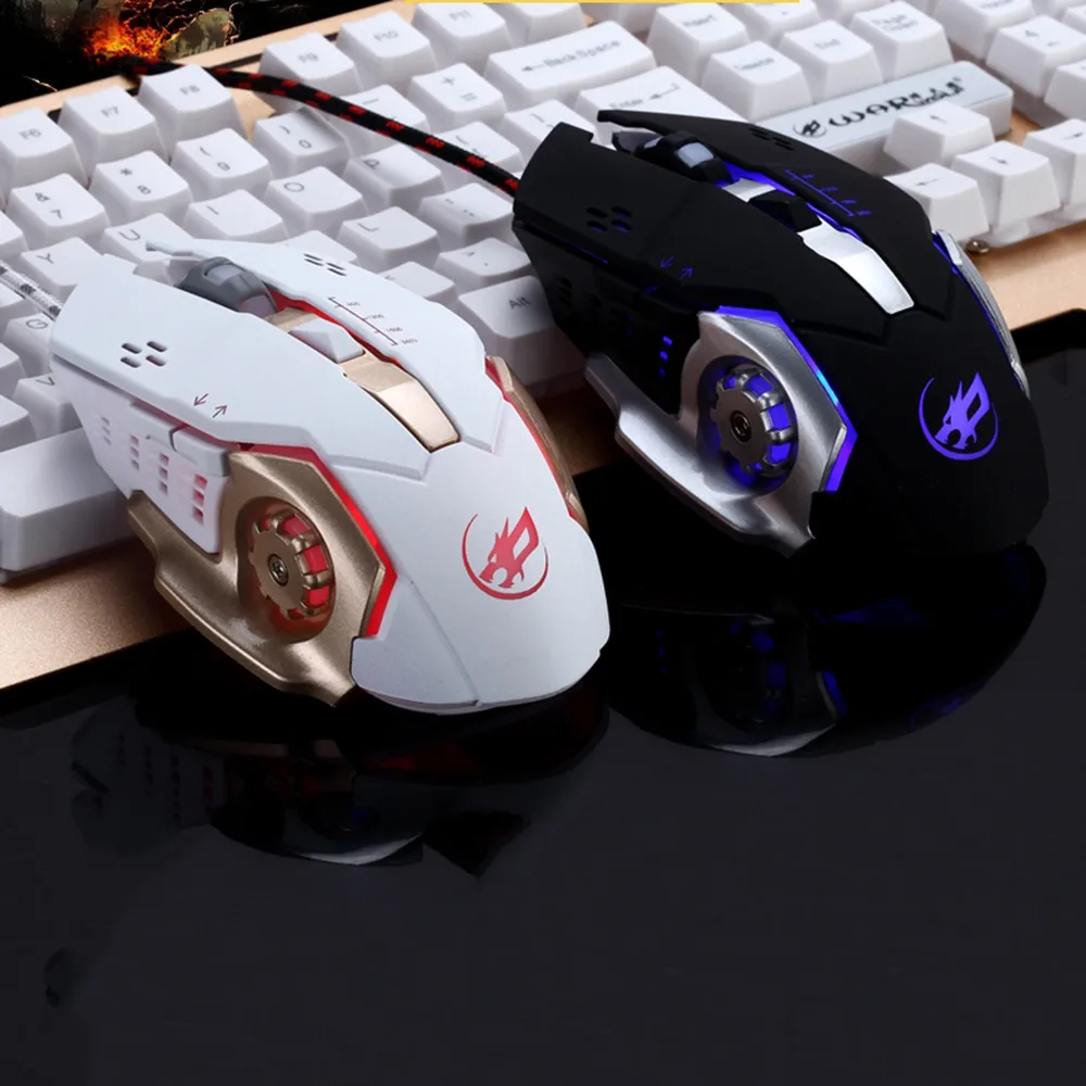 7Color LED 3200 DPI Gaming Mouse 6 Button Wired Macro Definition