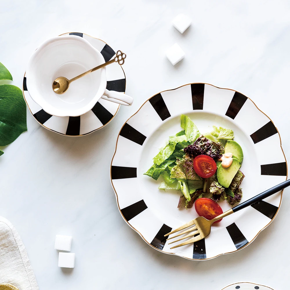 European wave series ceramic tableware home simple dinner plate tray