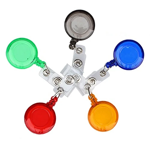 5Pcs Set Retractable Key Name Tag ID Card Belt Clip Holders Round Badge Reels Key Chains