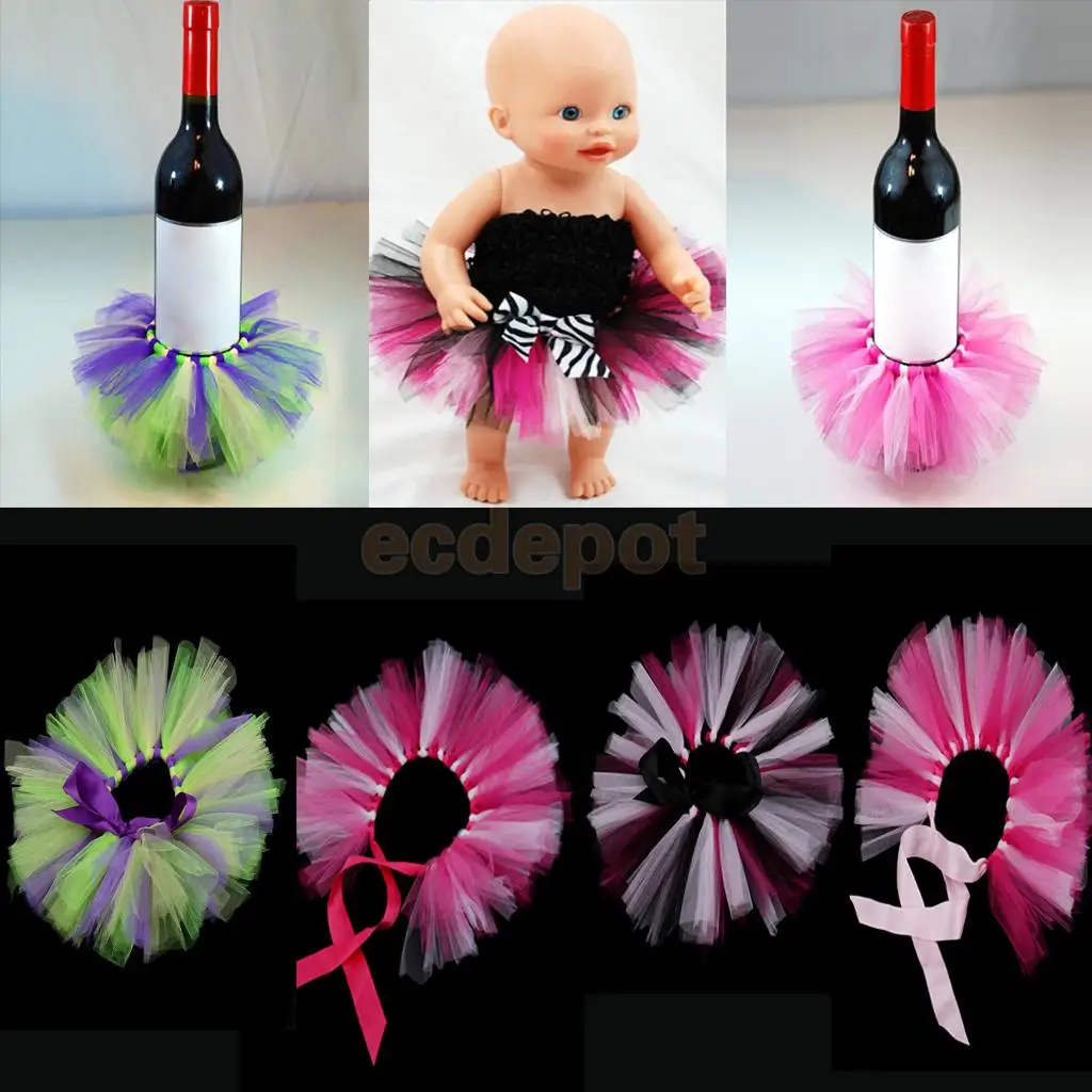 Creative Tulle Wine Bottle Tutu Skirt Bottle Dress Up Wedding Party Table Decorationin Party