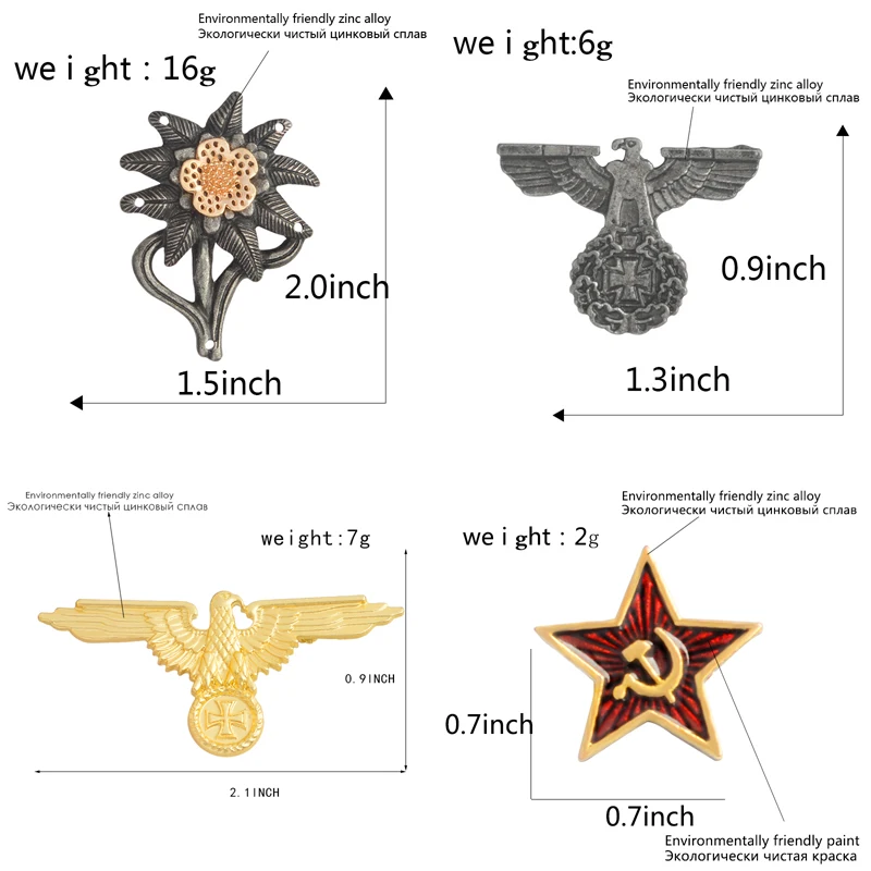 WWII WW2, броши, немецкие военные, Орел, булавка, флаг России, СССР, красная звезда, значок, металлическая брошь, кепка, Кокарда, мужские ювелирные изделия