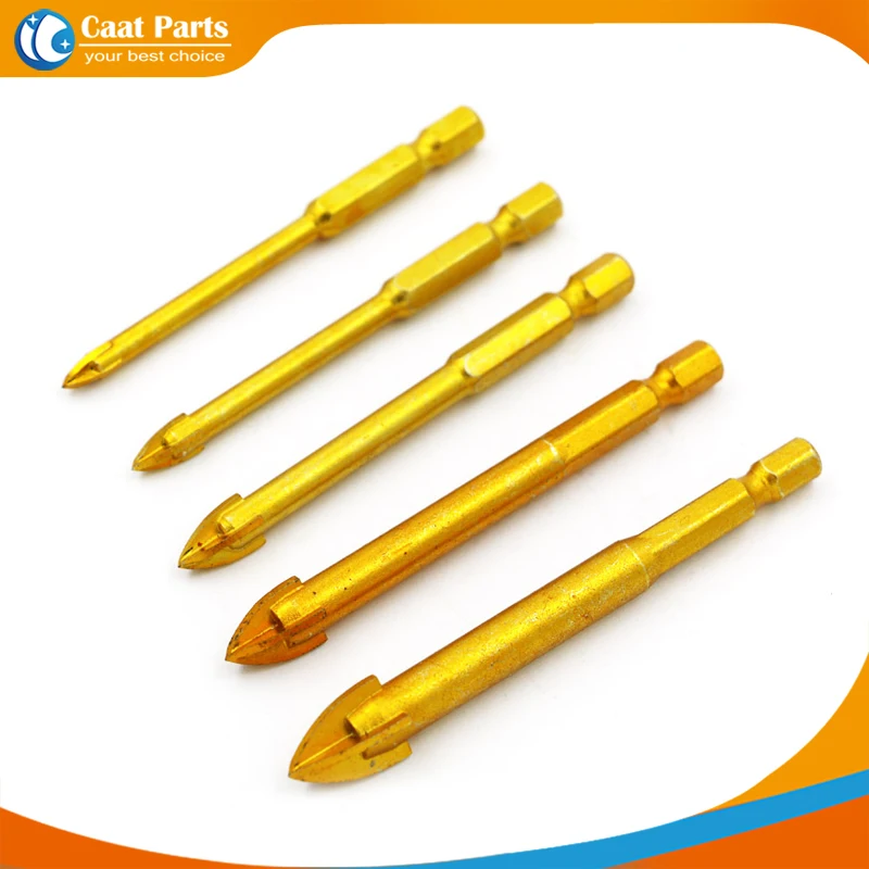 5PCS/LOT, Titanium Coated Glass Drill Bits Set 