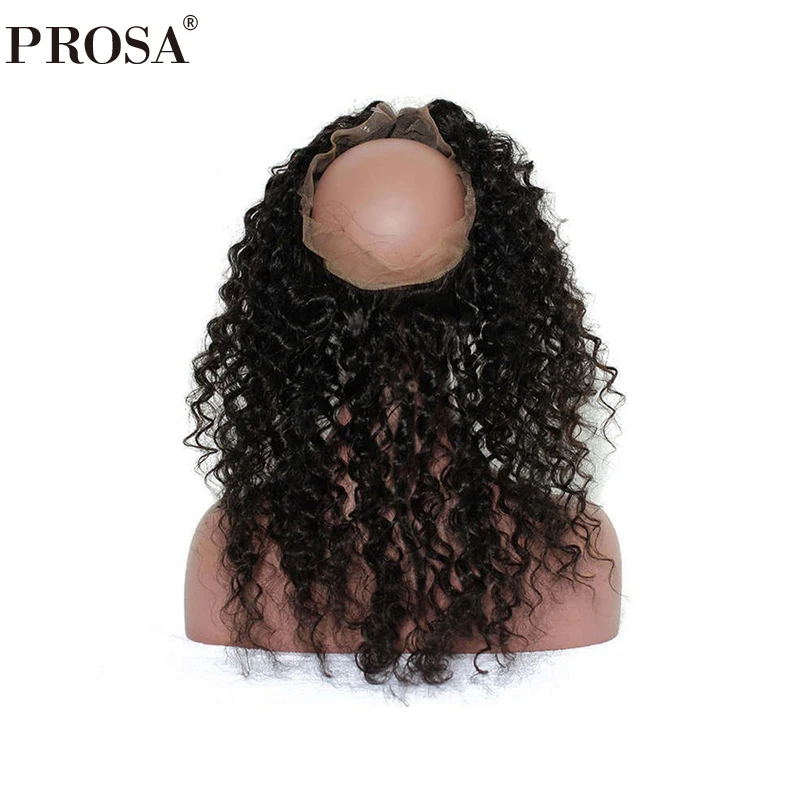 Deep Wave 360 Lace Frontal Closure Pre Plucked Brazilian Remy Human Hair Closures Bleached Knots Prosa Hair Products