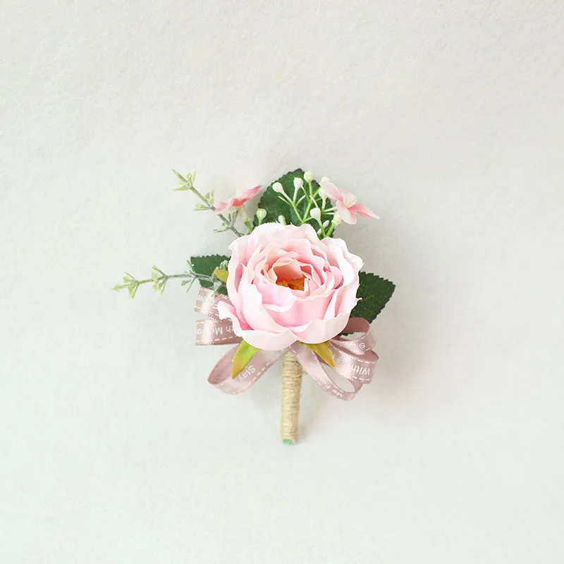 19     30023      pink roses silk corsages boutonnieres groom wedding corsage for men  (18)