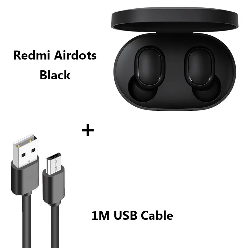 Xiaomi Redmi Airdots TWS Bluetooth наушники, стерео бас беспроводная гарнитура шумоподавления с микрофоном Handsfree наушники AI управление - Цвет: add cable