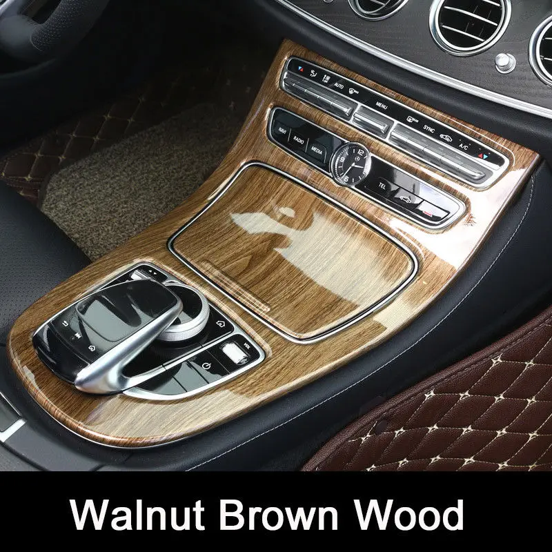 

ABS Plastic Car Center Console Panel Decoration Cover Trim Walnut Brown Wood For Mercedes Benz E Class W213 2016-17 Car Styling
