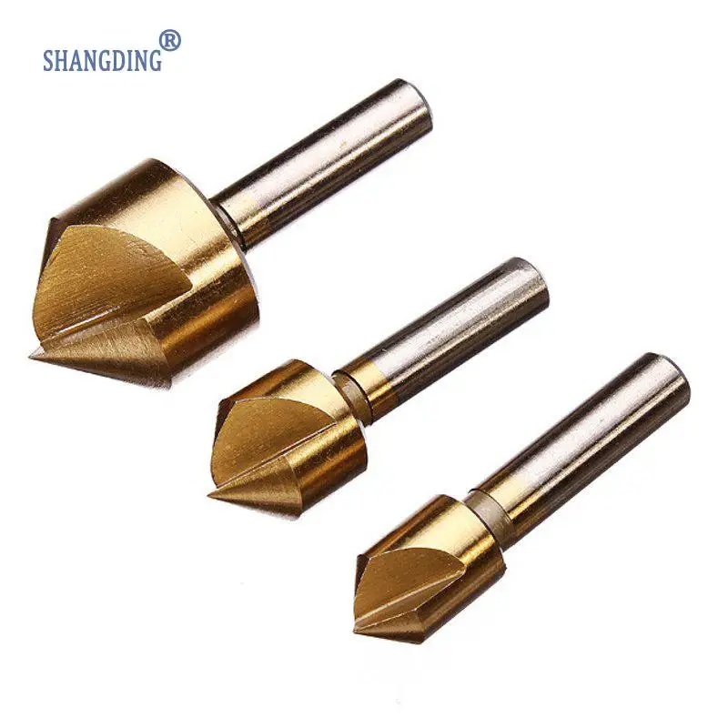 3pcs Single Flute 90 Degree Edge Chamfer Set Countersink Drill Bit
