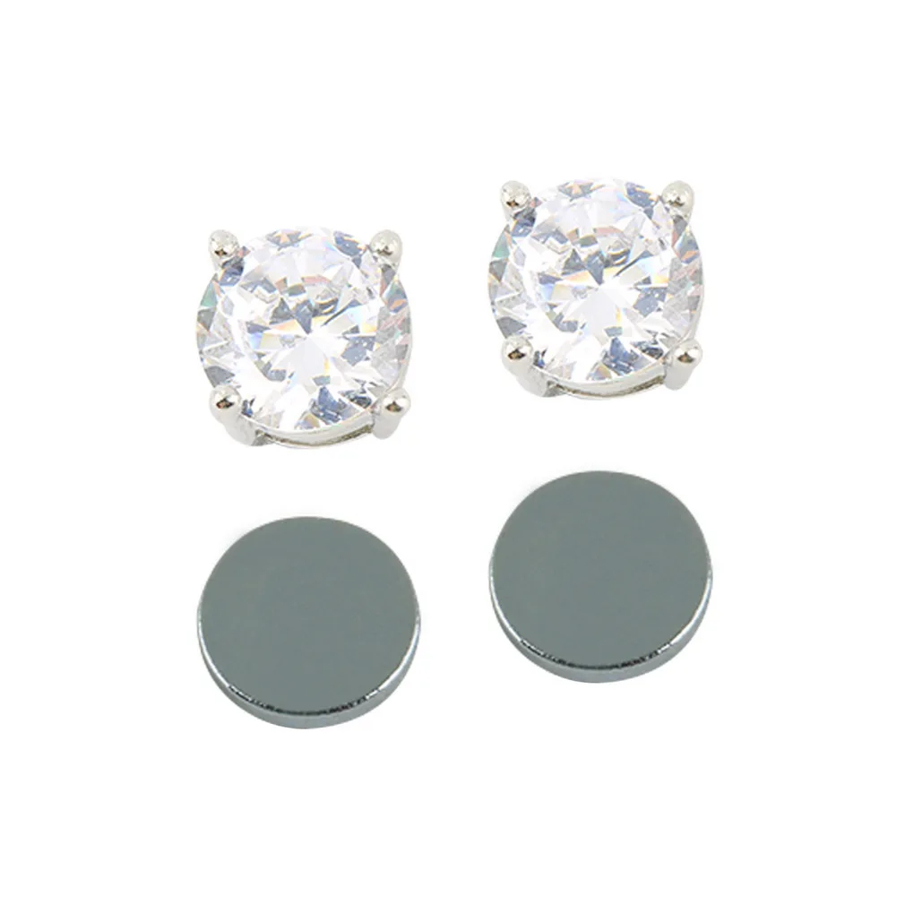 

1Pair/Set Stylish Unisex Mens Womens Clear Crystal Magnet Earring Earrings Stud Wedding Accessories