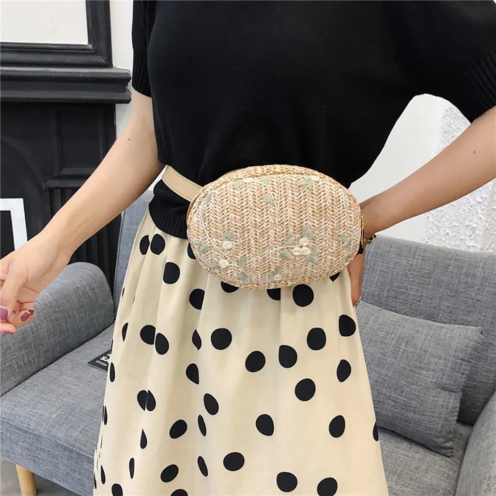 Fashion Chest Bag Casual Summer Women Lace Straw Simple Versatile Messenger Bag Waist Chest Bag Crossbody Mobile Phone Bags