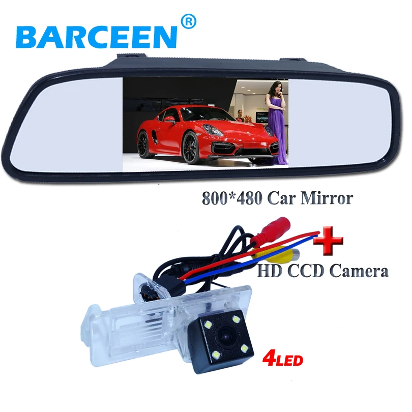 4.3&quot LCD car screen mirror +ccd rearview camera bring 4 led for Renault Fluence/Dacia Duster/Megane 3/ Nissan Terrano | Автомобили и