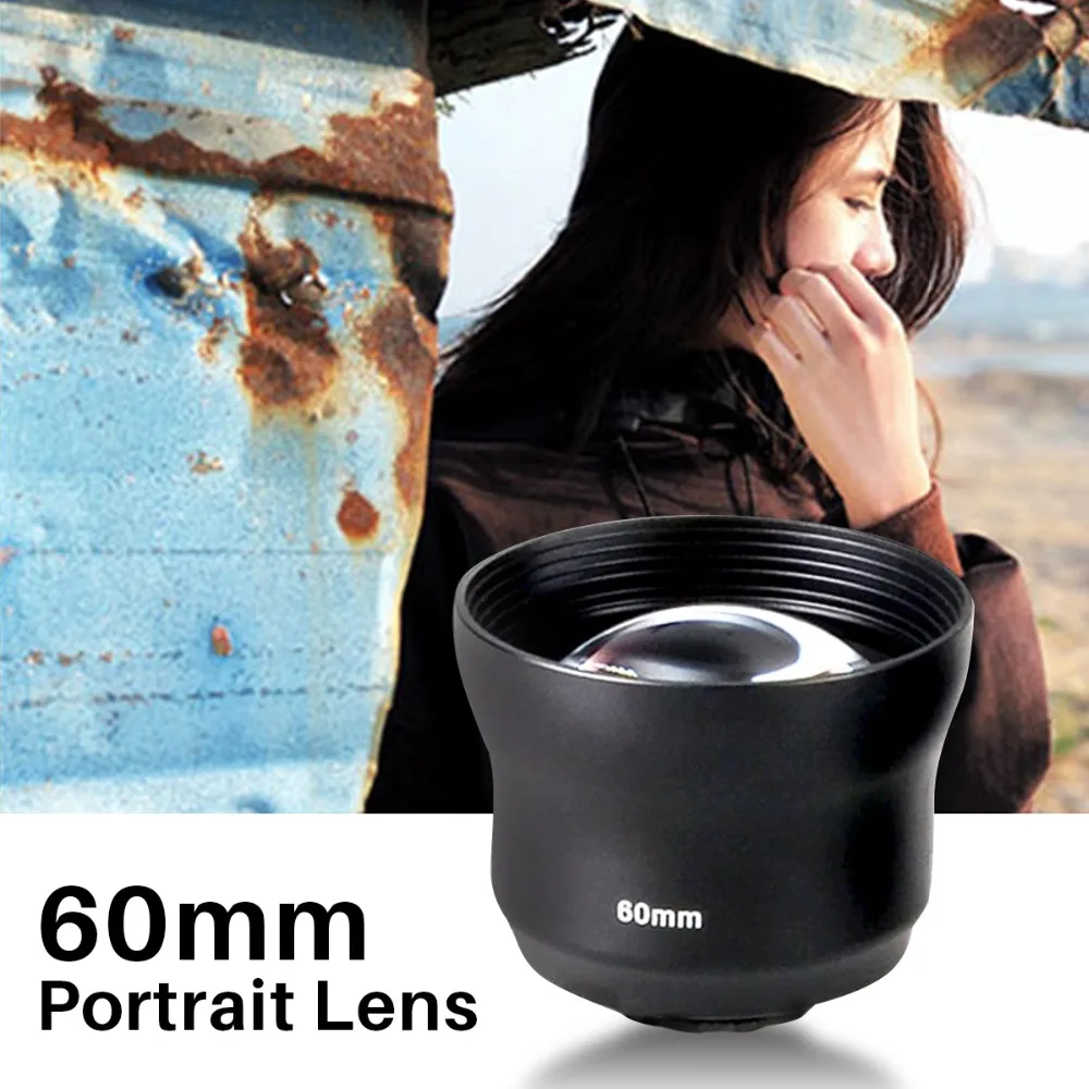 

Sirui 60mm Telephoto Lens Portrait Phone Lenses with Universal Clip for iPhone 7 8 Plus X XR XS Max Samsung S8 S9 Plus Cellphone