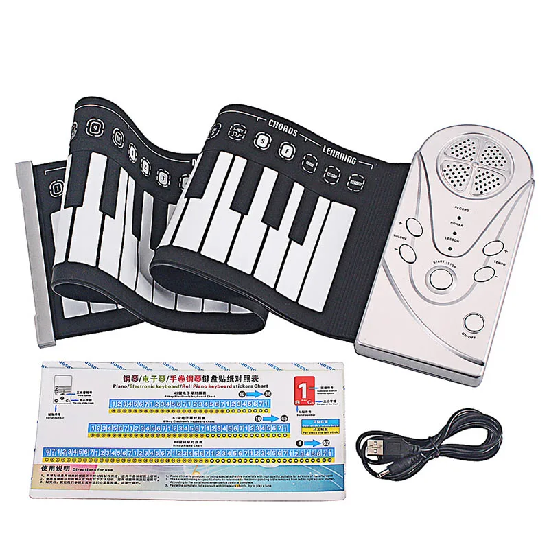 

Electric Digital Roll-up Keyboard Piano 49 Keys Silicone Flexible Foldable Soft for Music Lovers BB55