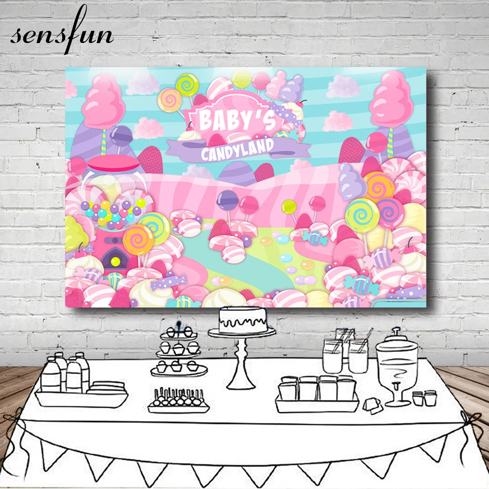 Sensfun Candy Land фон для фотостудии розовая тема, детский душ с днем рождения фоны для фотостудии 7x5FT винил