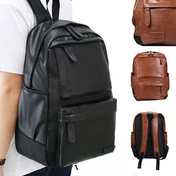 

Fresh and lively fashion retro travel leather backpack casual bag double pocket outdoor travel backpack solid color T702