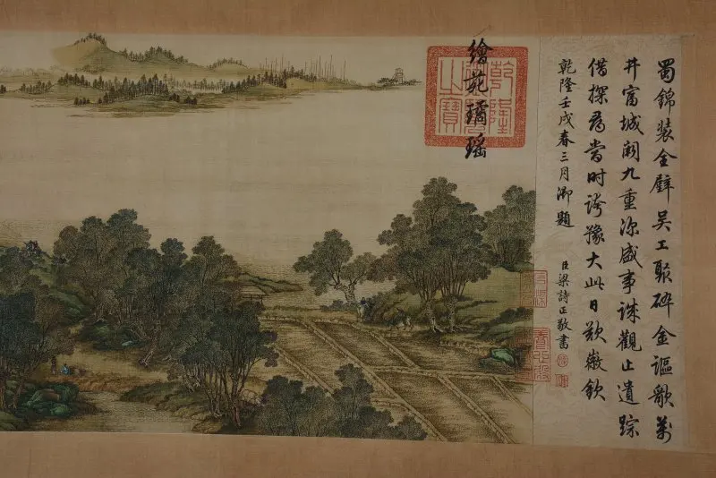 

Hand-painted Chinese paintings, long axis of the Qing Dynasty in China,"Riverside Scene of Pure Brightness",L'10.5m,