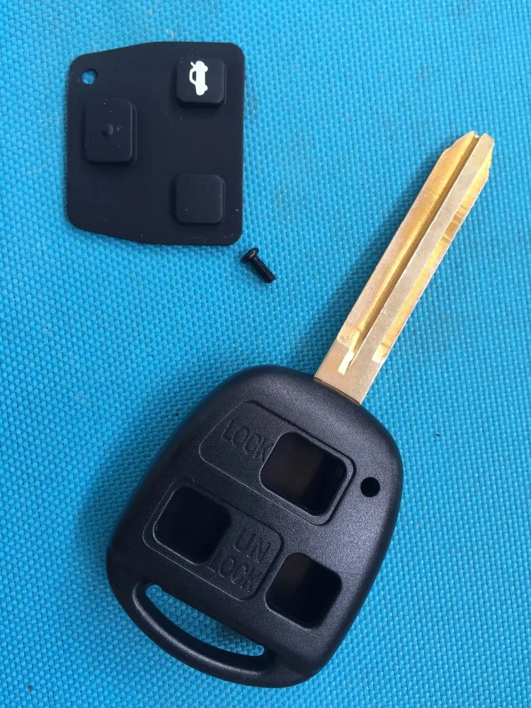 Чехол для ключа Toy43 с 3 кнопками чехол резиновой кнопкой Toyota YARIS HIACE COROLLA AVENSIS CAMRY без