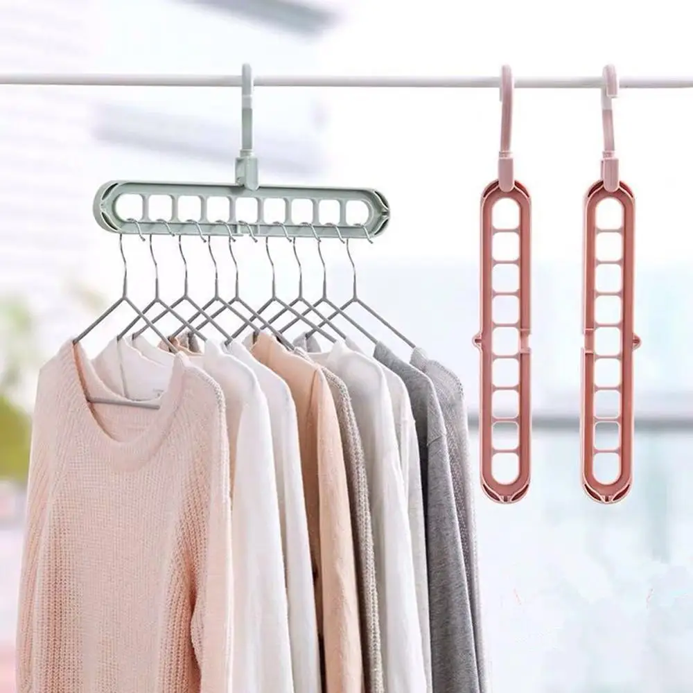 

Pokich 1 Piece Multifunction Clothes Drying Hanger Portable Towel Hook Closet Organizer Plastic Storage Rack 9 Hole