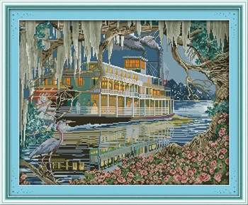 

scenery Sailing Cotton home decor wholesale Cross Stitch kits 14ct white 11ct print embroidery DIY handmade needlework wall