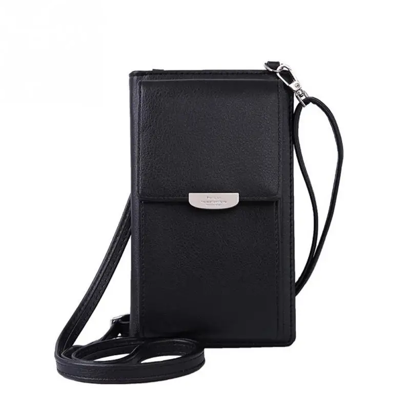 Женская модная сумка через плечо из искусственной кожи, мини-сумка-мессенджер, несколько отделений для карт внутри, сумка для телефона, сумка через плечо - Цвет: Черный