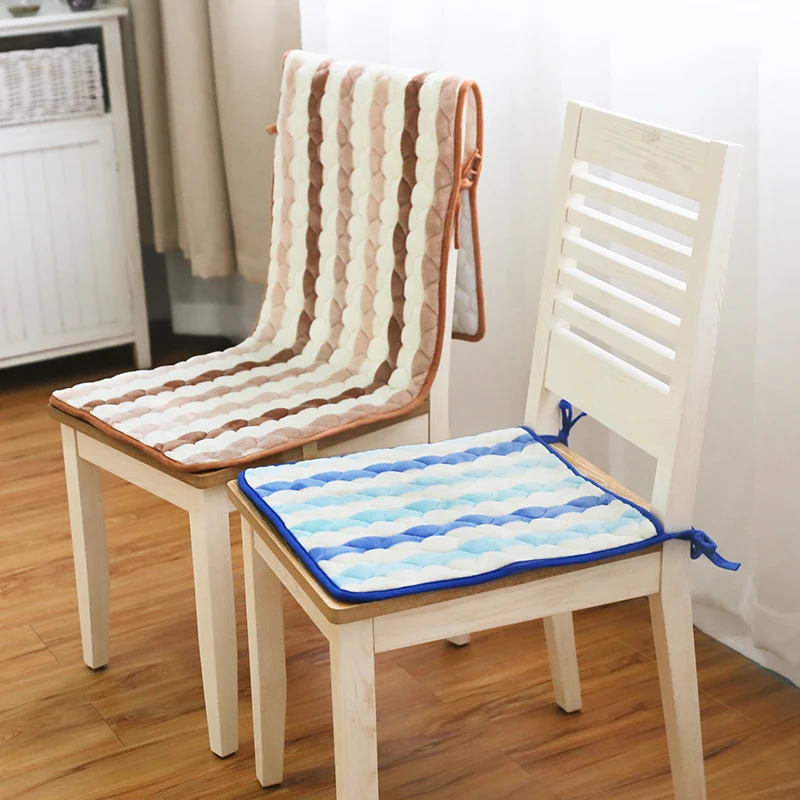 Stripe Seat Cushion chair Cushion  Computer Chair One-piece Cushions Split Seat Mat Flannel Non-slip Chair Pad Storage bag