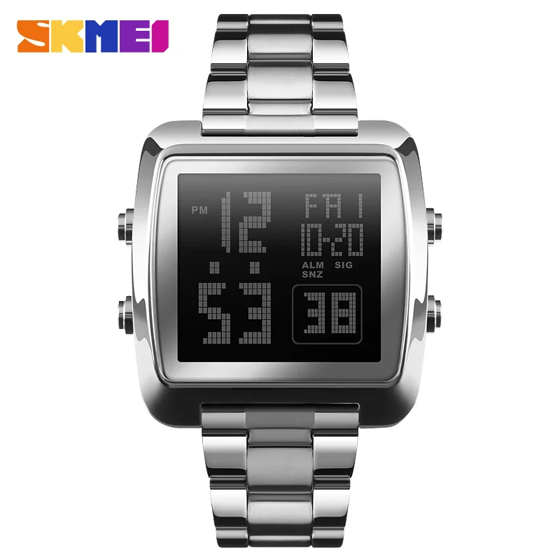 SKMEI Повседневный стиль спортивные мужские часы полностью стальные водонепроницаемые электронные светодиодный наручные часы модные часы мужские часы relogio