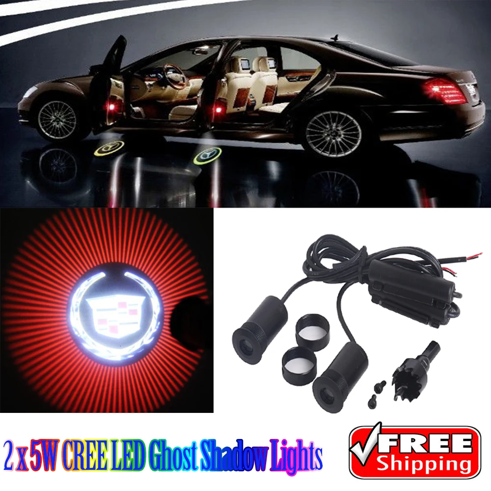 2 x 5W LED Car Ghost Shadow Lights Red for Cadillac CTS ELR ATS XTS SRX
