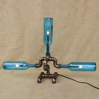 

Retro glass Bottle lampshade desk light include G4 light bulb unique style table lamp for bedroom bedside office study 220V
