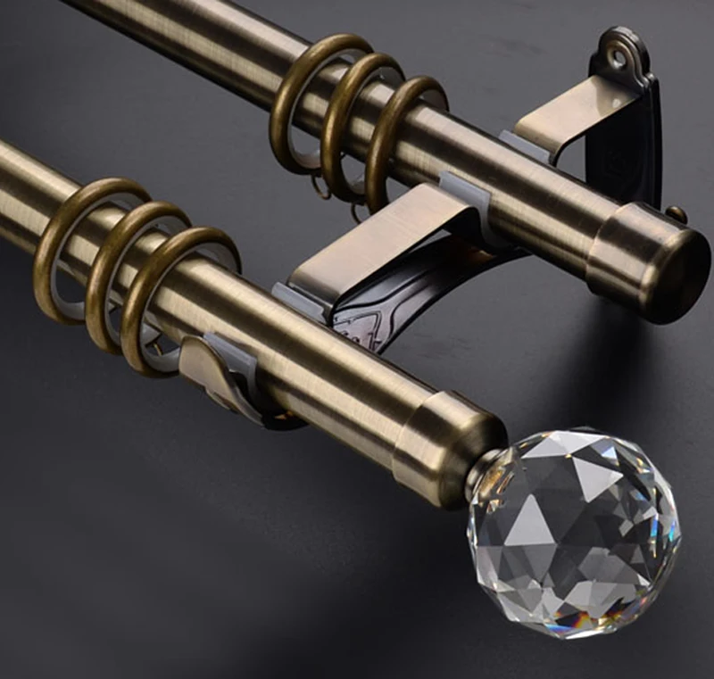 28mm Diameter Metal Ring Eyelet Curtain Rod Ball Finial Chrome Brass 