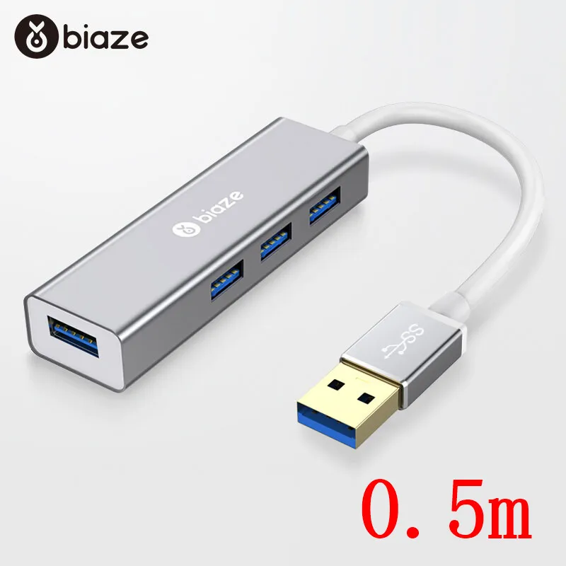 Biaze 4 Порты и разъёмы мини usb-хаб 3,0 USB высокоскоростной разветвитель 5 Гбит/с GL3520 USB 3,0 концентратор для планшет ноутбук компьютер Тетрадь OTG usb-хаб - Цвет: Серый