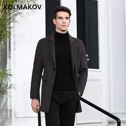 Новый Для мужчин s на осень-зиму двусторонний шерстяные пальто шерстяные куртки Для мужчин пальто 2018 Для мужчин шерсть ткань пальто мужской
