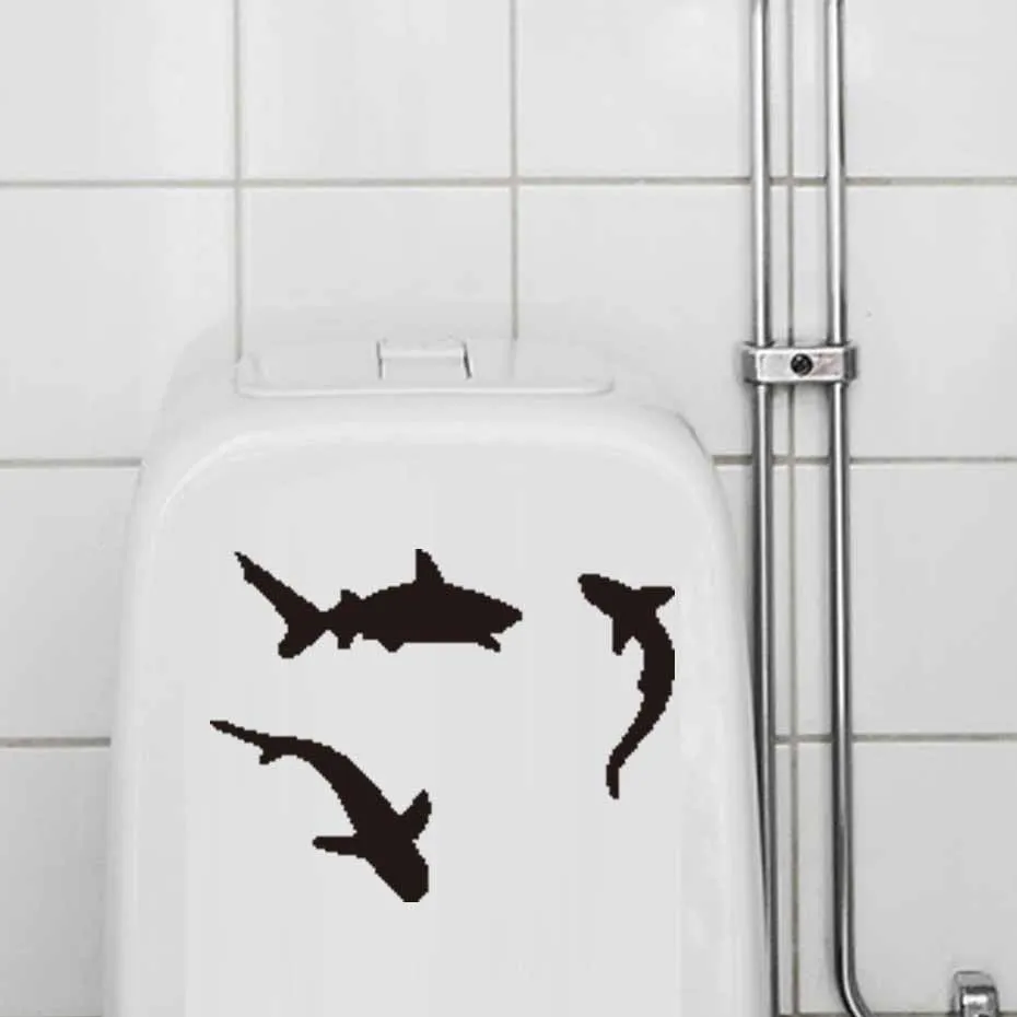  Two Scuba Divers Wall Decals Sharks Toilet Sticker Combine Creative And Interesting For Washroom Bathroom Home Decoration (2)