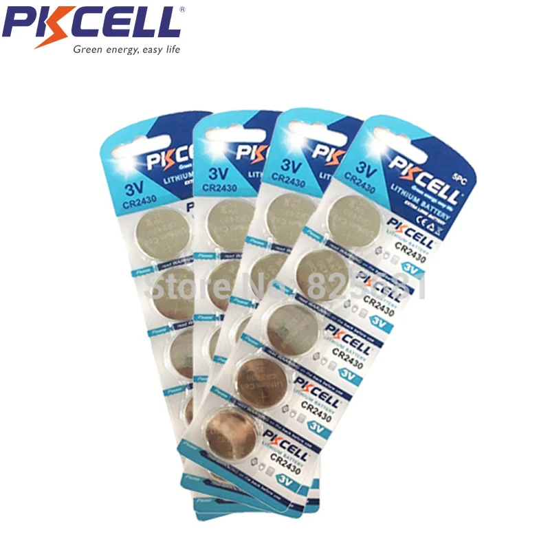 

20Pcs 4Cards CR2430 3V Lithium Button Coin Batteries 270mah 2430 DL2430 Battery For LED Tea Light Vibes Calculators