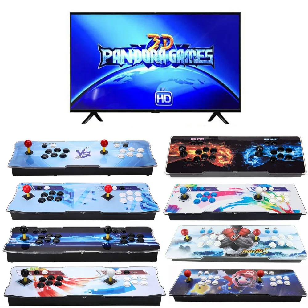 

3D Pandora Games Retro Arcade Console Machine with 2200 HD Games Full HD (1280x720) 2 Player Game Controls Add More Games