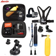 Action Camera Accessories Set 10 In 1 Kit Aluminum Extendable Pole Stick Chest Head Strap Car Holder for Go Pro Hero Xiaoyi