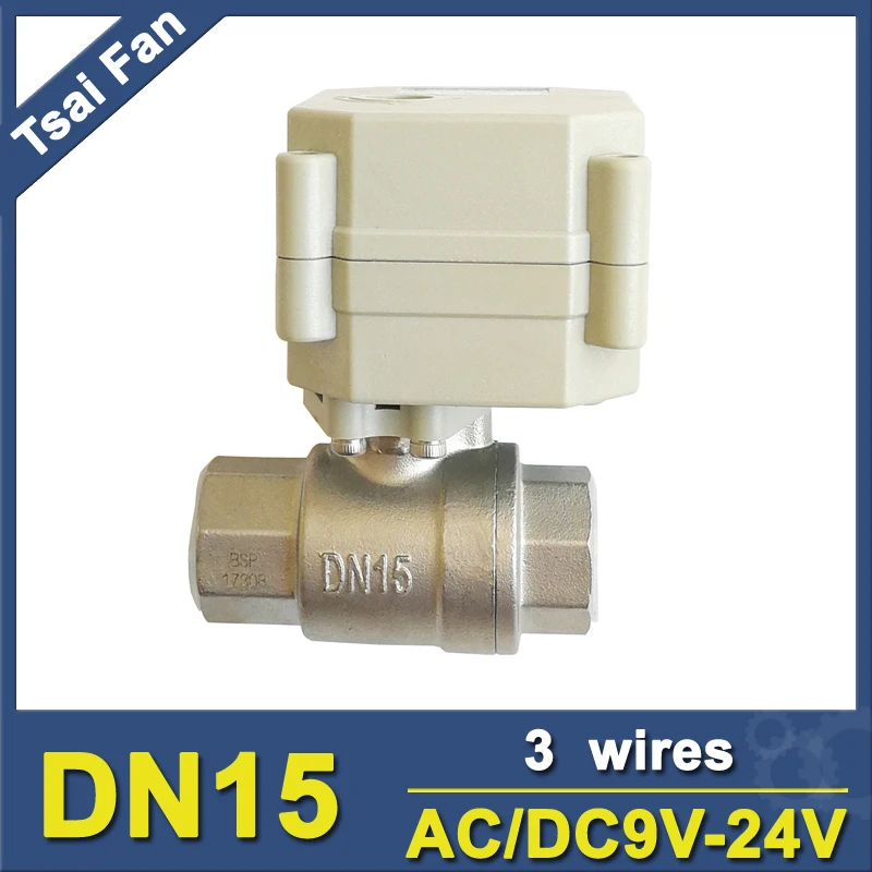 

AC/DC9-24V 3 Wires DN15 Motorized Ball Valve TF15-S2-C 2-Way Automated Valve Stainless Steel BSP/NPT 1/2'' For Water Control