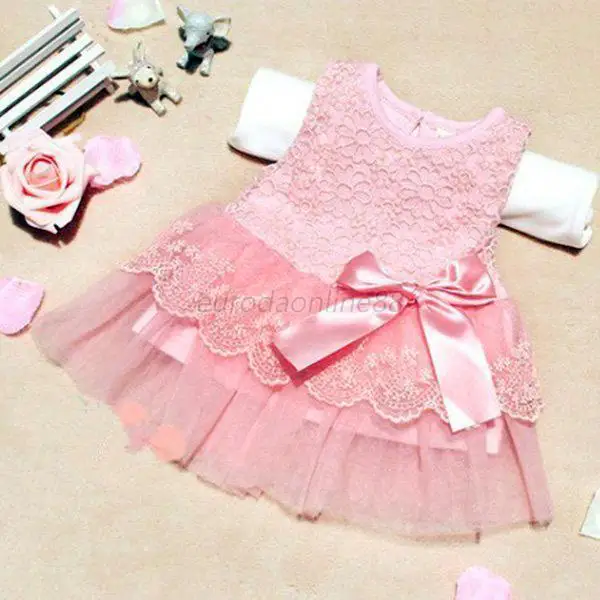 

New Stylish Baby Kids Girls Princess Formal Party Tutu Lace Bowknot Flower Dress Clothes S01