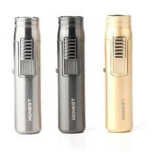 1 шт. Honest мини Карманный ветрозащитный сигарный Табак Зажигалка струйный фонарь многоразовый бутановый газ Регулируемый прямой фонарь с пламенем