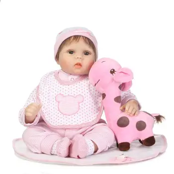 

New 55cm 22"Soft Silicone Body Toddler Baby Doll With Toy Girls Lifelike Real Vinyl Bebe Brinquedos Reborn Bonecas