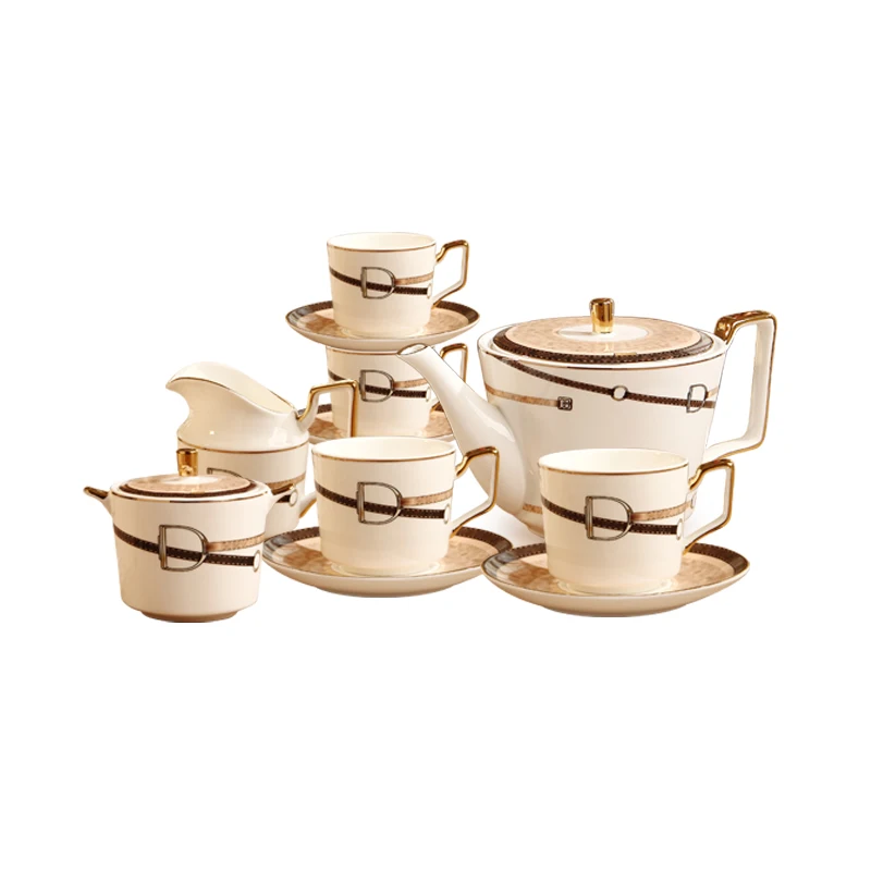 العظام الصين القهوة مجموعة إبريق قهوة كريمر وعاء السكر القهوة الكؤوس الصحون طقم شاي القهوة أكواب الشاي مجموعة الاكواب إبريق للحزب
