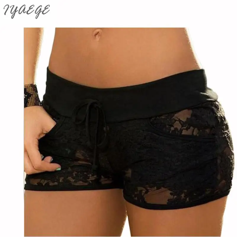 Женские кружевные шорты черные эластичные на лето|shorts female|women mini shortslace shorts |