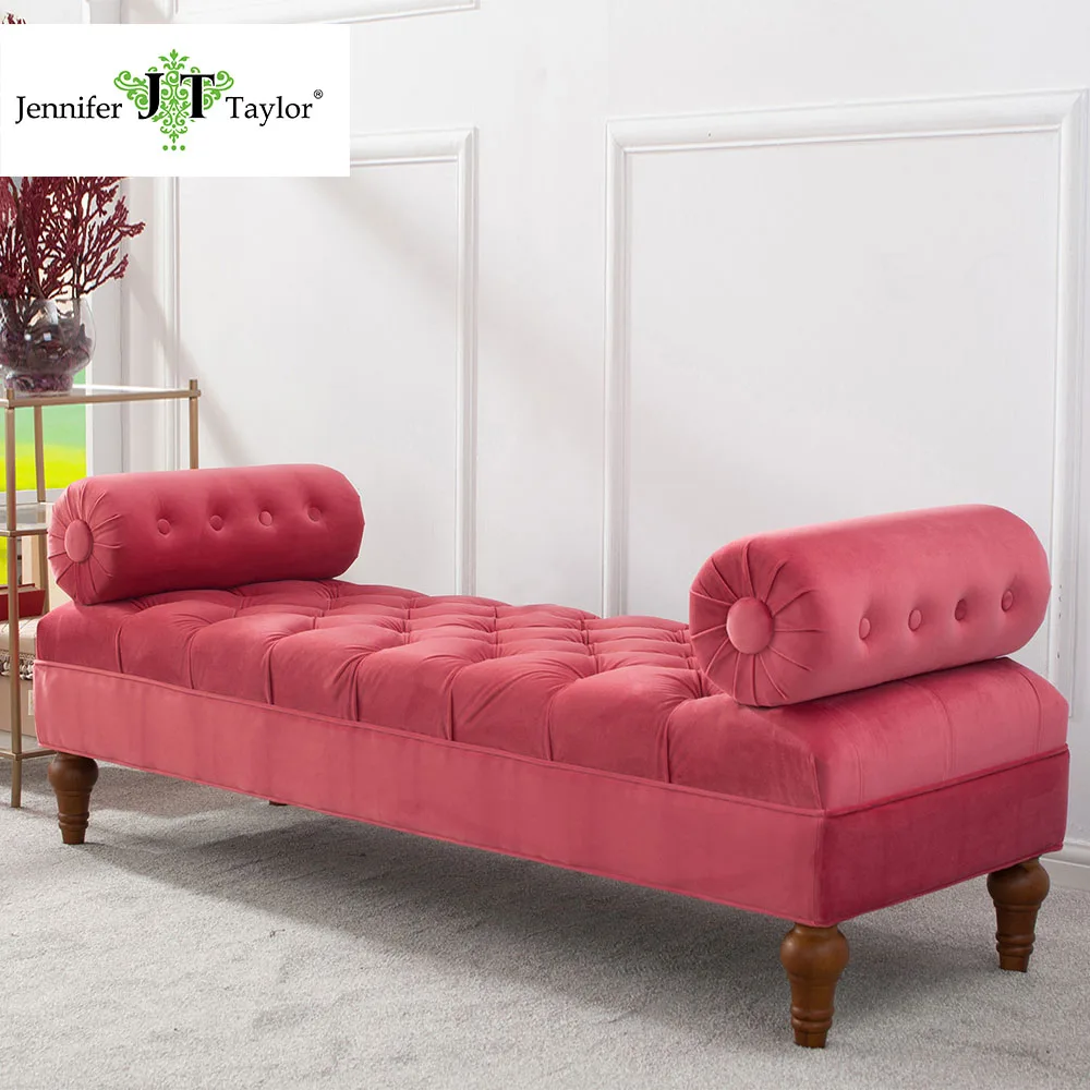 Jennifer Taylor Home Entryway Bench Velvet Hand Tufted 2