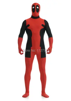 

(LS7290)Black And Red Tights Unisex Cheap Deadpool Fetish Zentai Suits Superhero Cosplay Halloween Costume