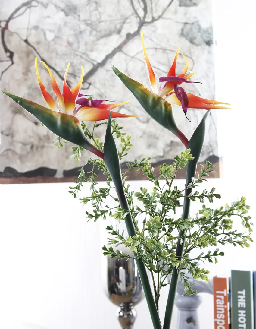 Силиконовый райская птица стрелитция имитация красивый поддельный цветок композиция украшение стены для дома отель офисный стол