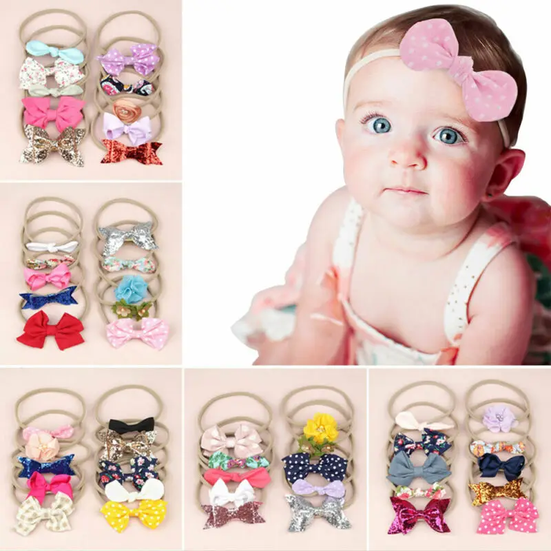 

10PCS Elastic Headband Headwear Bow Hair Band Kids Girls Baby Toddler Hairband