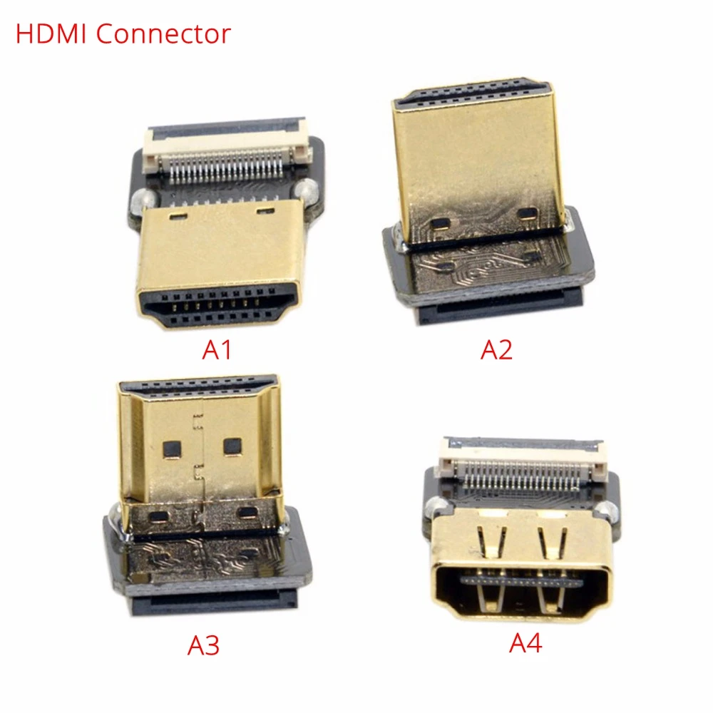 Ribbon Flat FPV HDMI Cable Micro HDMI to Mini HDMI 90 degree Adapter 5cm-80cm FPC Pitch 20pin Plug Connector