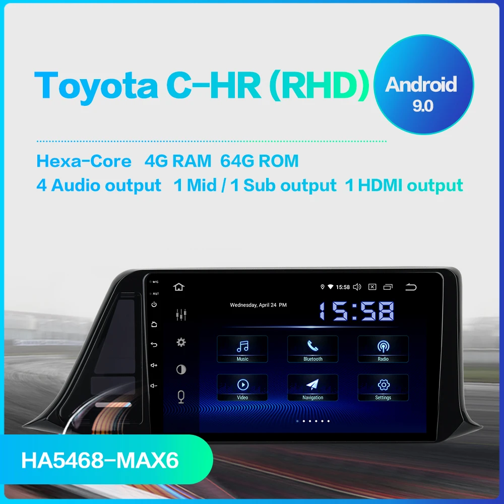 Dasaita " ips Авторадио 1 Din Android 9,0 для Toyota C-HR CHR радио DSP стерео Мультимедиа Навигация MAX6