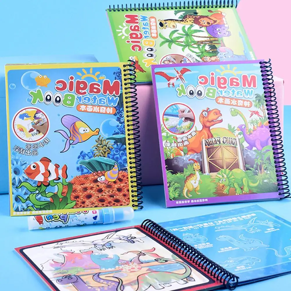 

Reusable Magic Water Drawing Book Coloring Book Doodle Pen Cartoon Painting Toys Drawing Board For Kids Education Birthday Gift