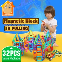Minitudou детей игрушки 32 шт. просветить кирпичи образовательные магнитный конструктор игрушки площадь треугольника шестиугольная 3D DIY строительные блоки