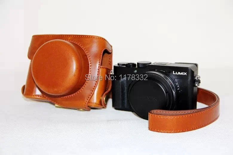 Кожаный чехол для камеры Panasonic Lumix LX100 с ремешком, 5 цветов, черный, кофейный, коричневый, белый, розовый