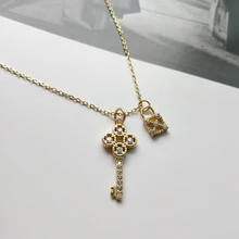 925 Стерлинговое серебро подвеска "замок" золото модные дизайн lock Ожерелье для женщин ключевые ювелирные изделия серебро для подвески